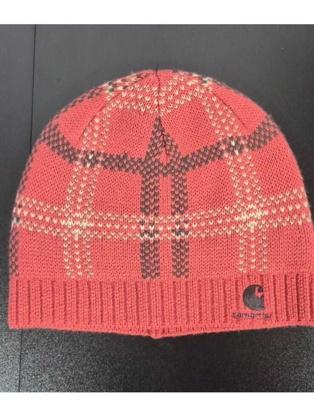 CarharCarhartt Red Plaid Knit Beanie One Size